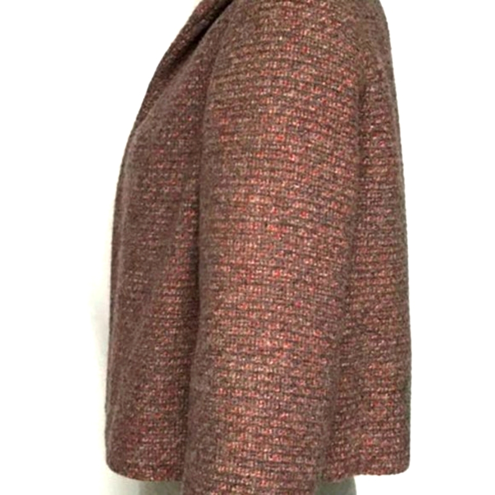 🍂 Vintage 1950's Brown Gold Sienna Tweed Open Front Jacket Blazer - M - Picture 2 of 9